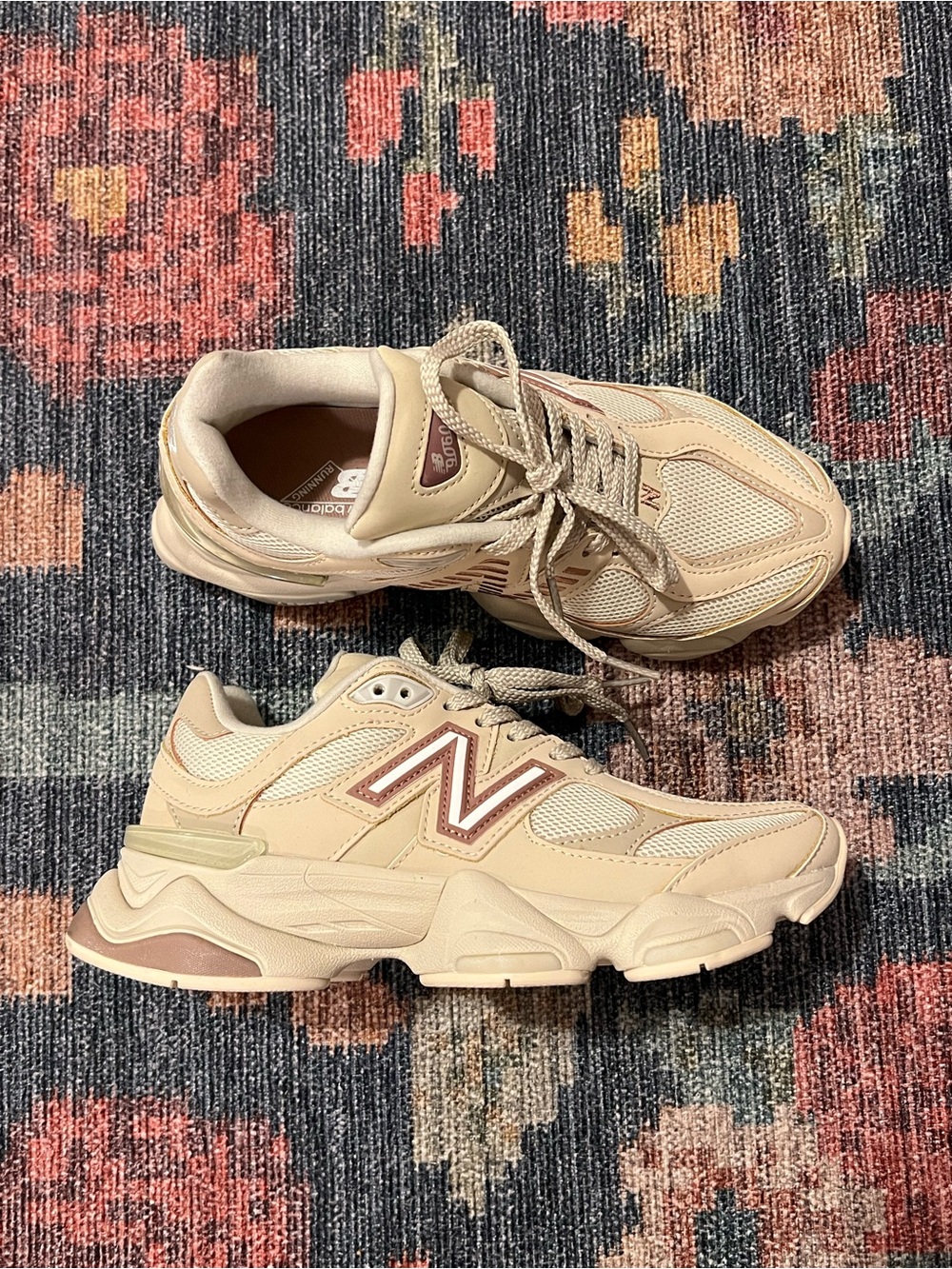 New Balance 9060 Women’s Cream/Tan Chunky Sneaker - Picture 2 of 6